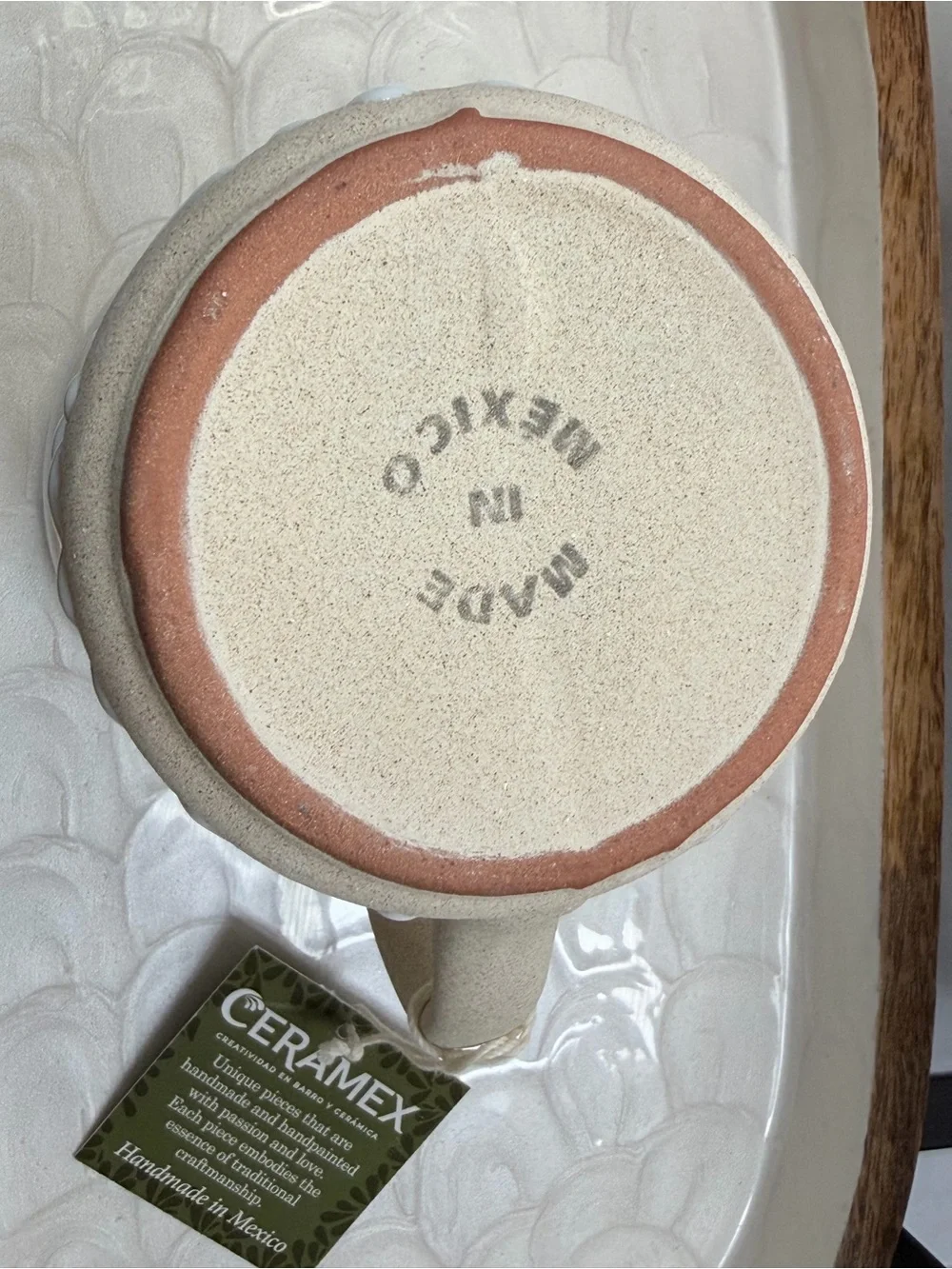 Ceramex Handmade Mexican Pottery Mugs Set of 2 16oz Cream White Hand Painted NEW